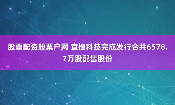 股票配资股票户网 宜搜科技完成发行合共6578.7万股配售股份